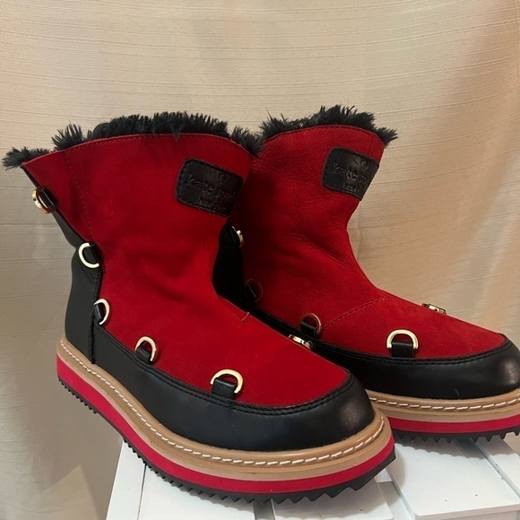 Kate Spade women’s red and black chinky boot missing laces size 7 - Picture 3 of 12